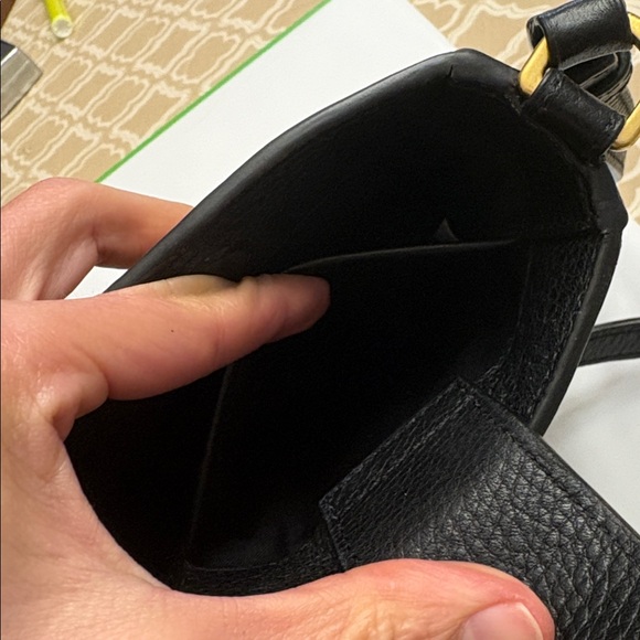 Tory Burch Britten Phone Crossbody pebble leather Black bag handbag - Picture 9 of 15